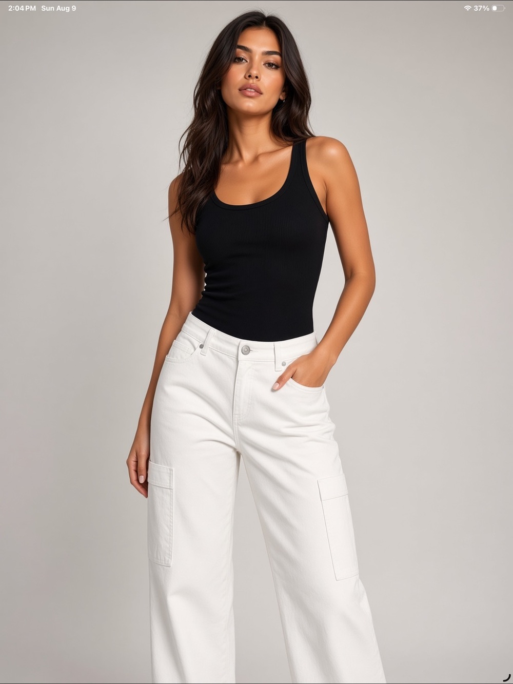 d. jeans White Wide Leg Cargo Style Jeans